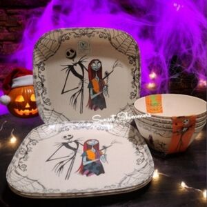 8 Disney Nightmare Before Christmas Jack Skellington Sally Melamine Plates Bowl